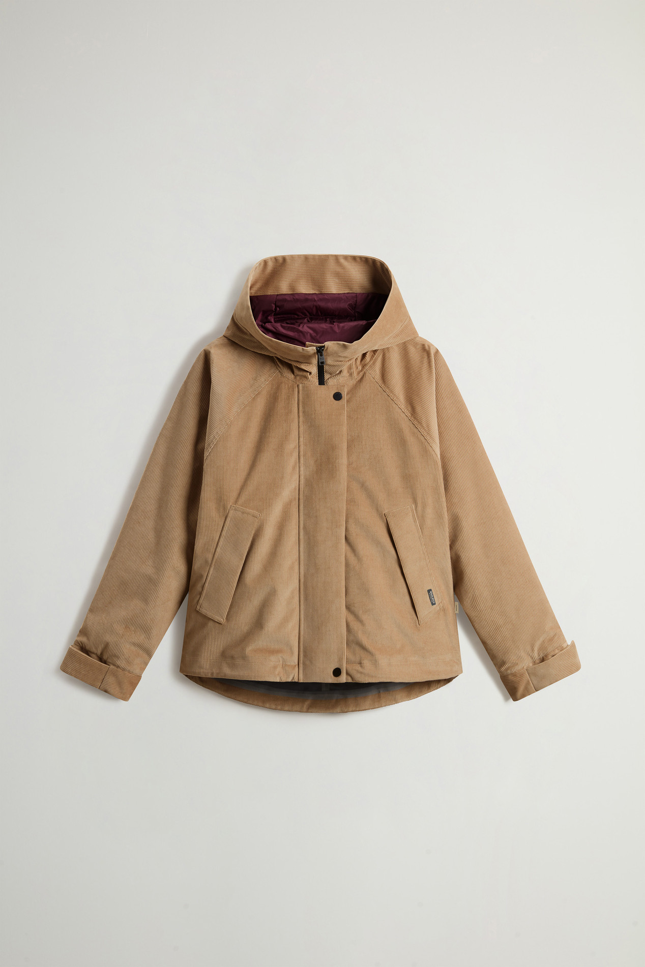 Three-Layered Corduroy Jacket with Hood Beige photo 5 | Woolrich