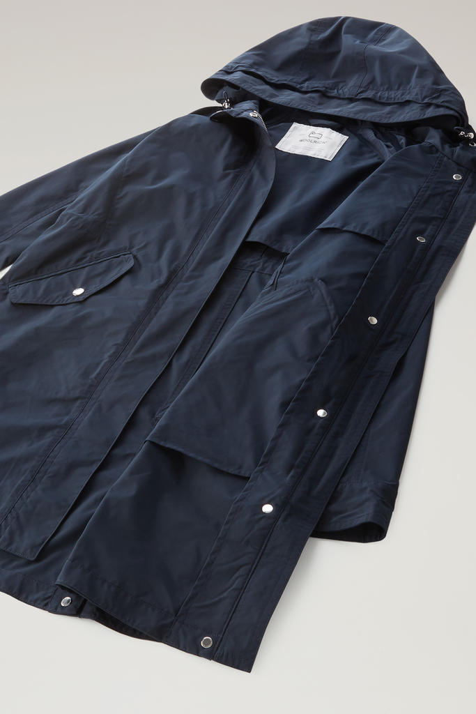 Long Summer Parka in Urban Touch Fabric with Hood Blue photo 6 | Woolrich