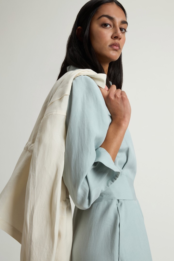 Shirt Dress in Linen Blend with Belt Blue photo 4 | Woolrich