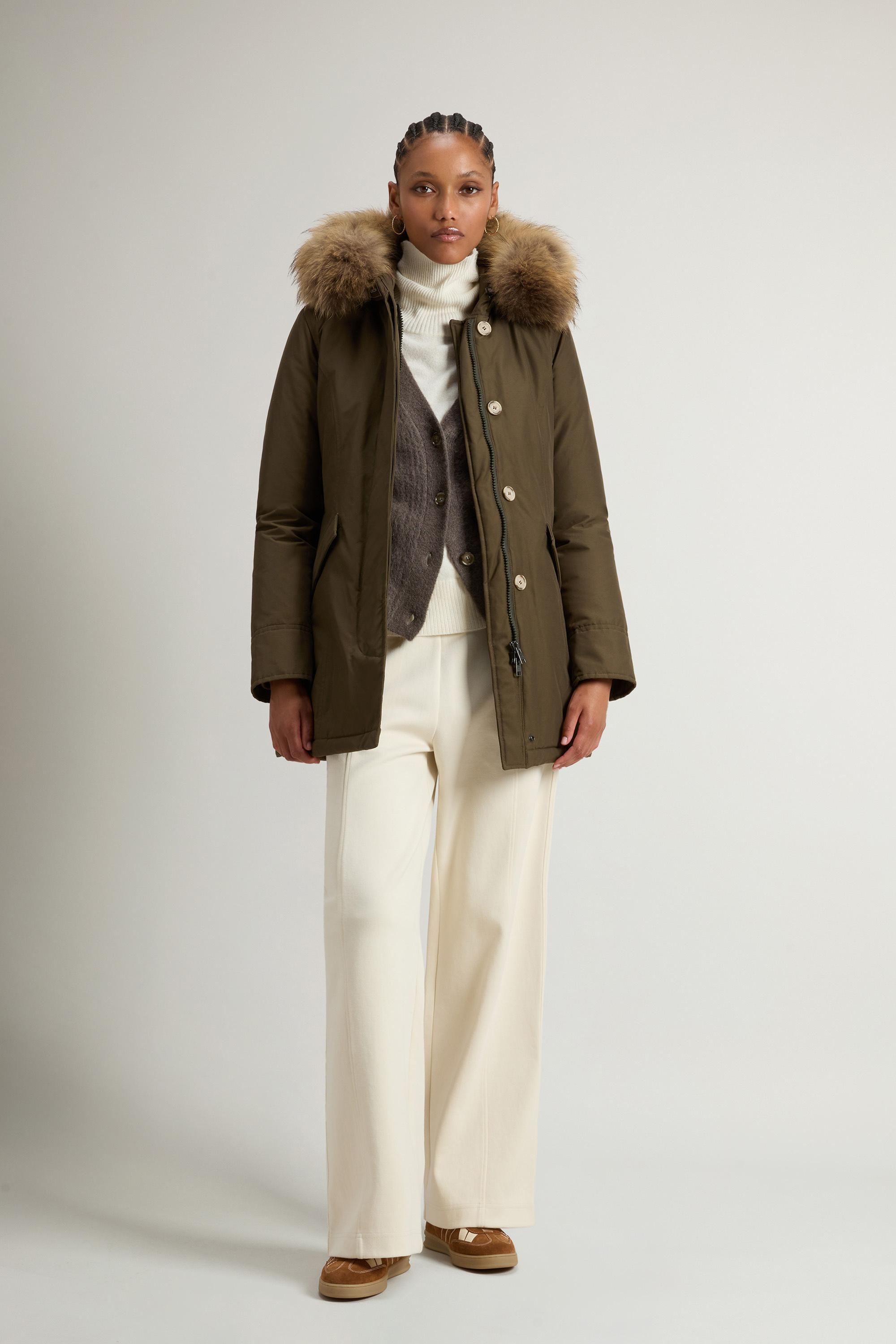 Arctic Parka in Ramar Cloth with Detachable Fur Trim Green photo 1 | Woolrich