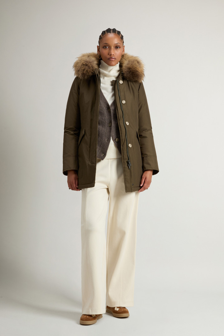 Arctic Parka in Ramar Cloth with Detachable Fur Trim Green photo 2 | Woolrich