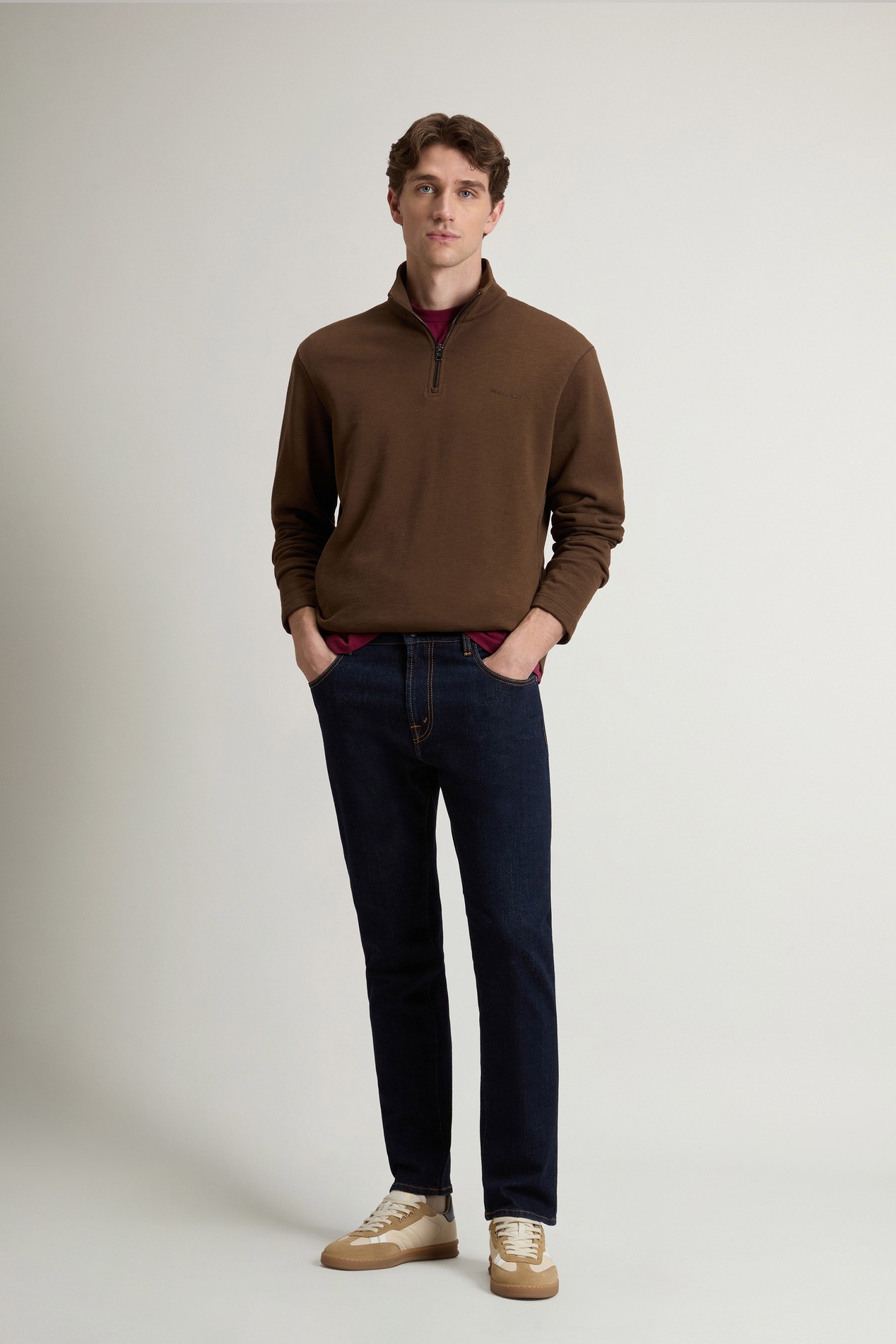 SLUB HALF-ZIP Brown photo 2 | Woolrich