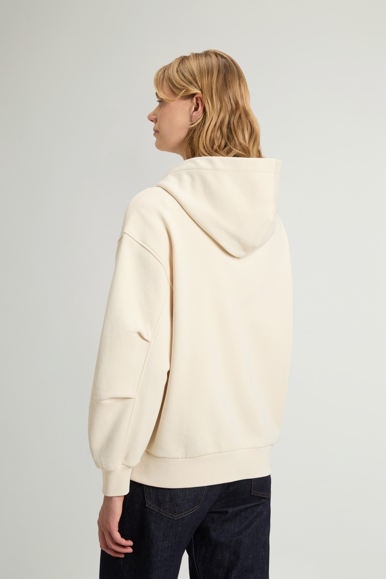 Zippered Hoodie in Pure Cotton White photo 3 | Woolrich