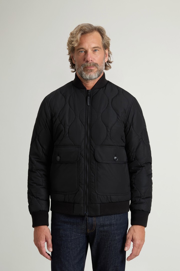 Quilted Bomber Jacket in Glossy Nylon Black photo 1 | Woolrich