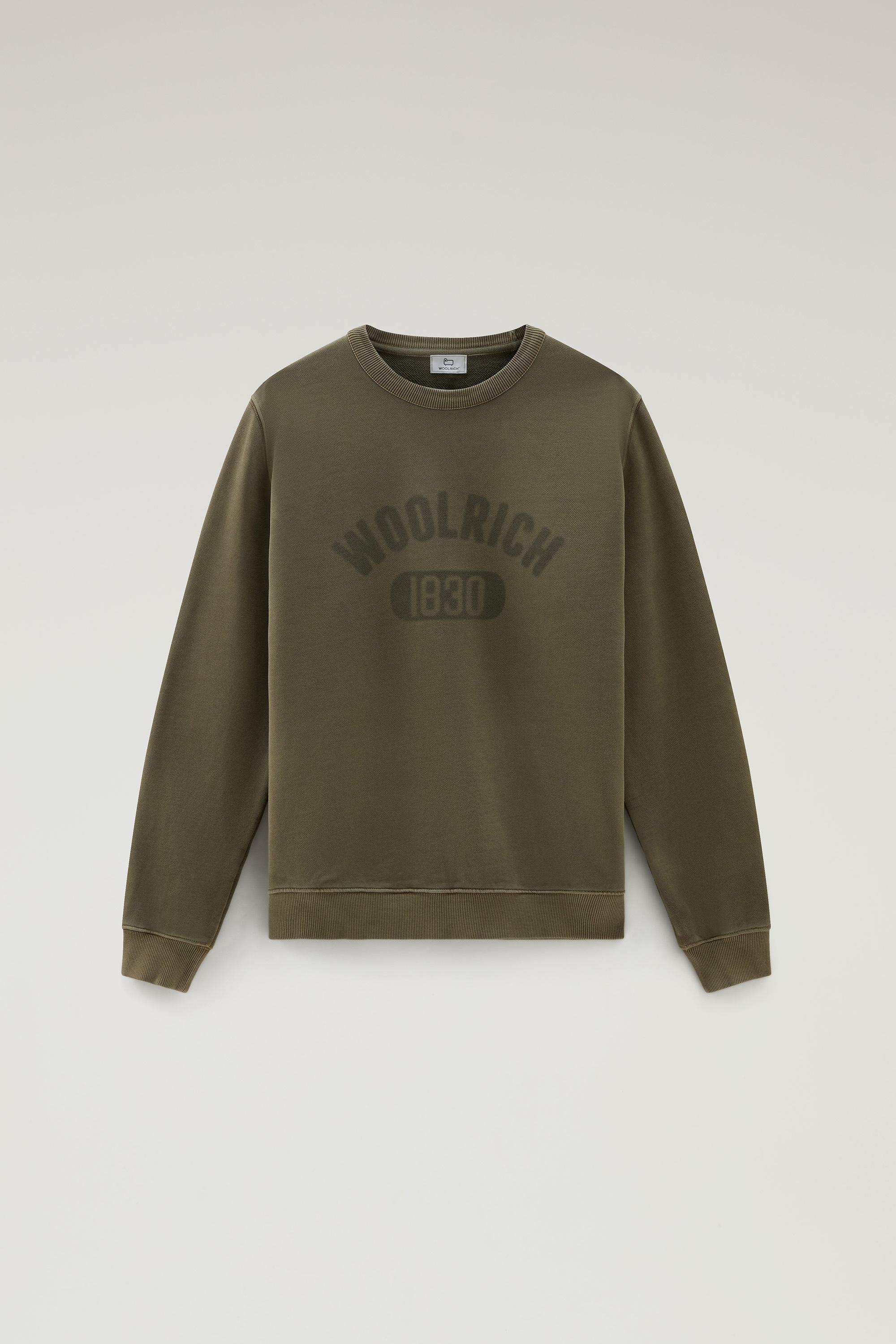 Garment-Dyed 1830 Crewneck Sweatshirt in Pure Cotton Green photo 1 | Woolrich