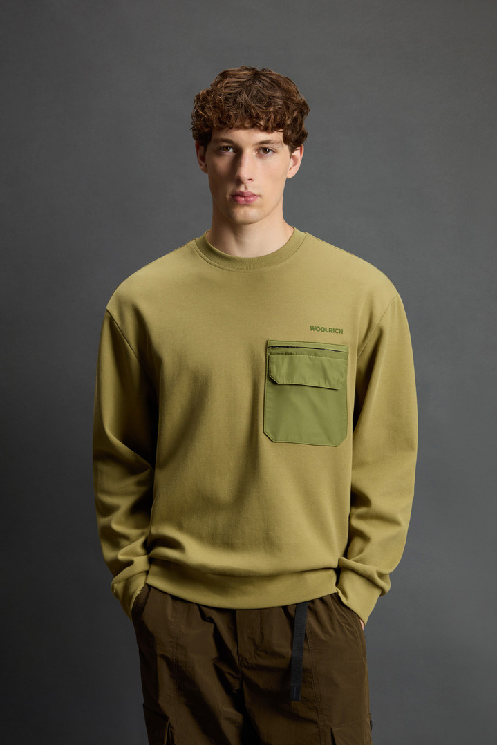 Crewneck Sweatshirt in Cotton Interlock and Nylon Blend by Todd Snyder Green photo 1 | Woolrich