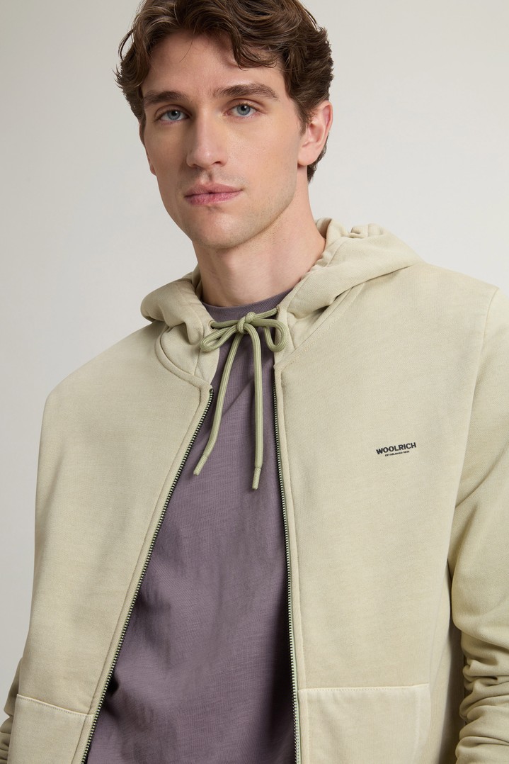 GARMENT DYED LOGO FULL ZIP HOODIE Beige photo 4 | Woolrich