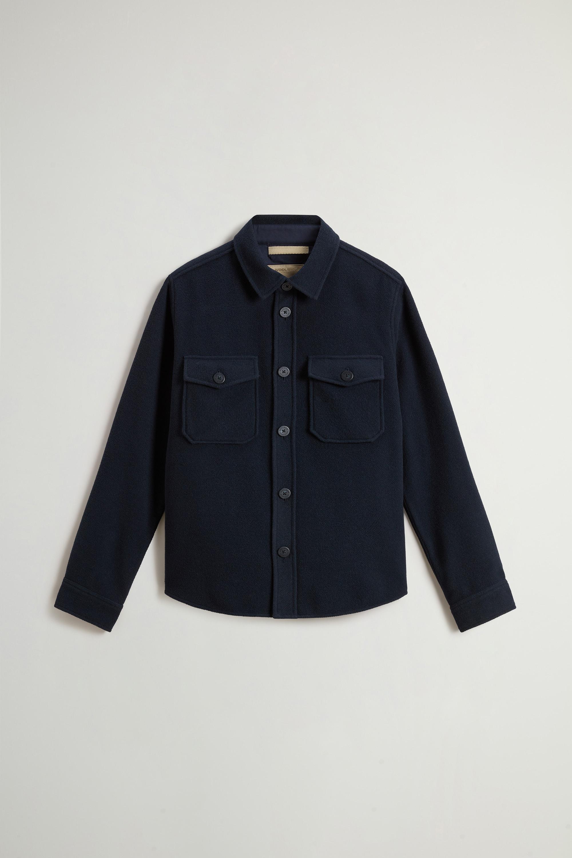 Wool-Blend Overshirt with Checked Pattern Blue photo 5 | Woolrich