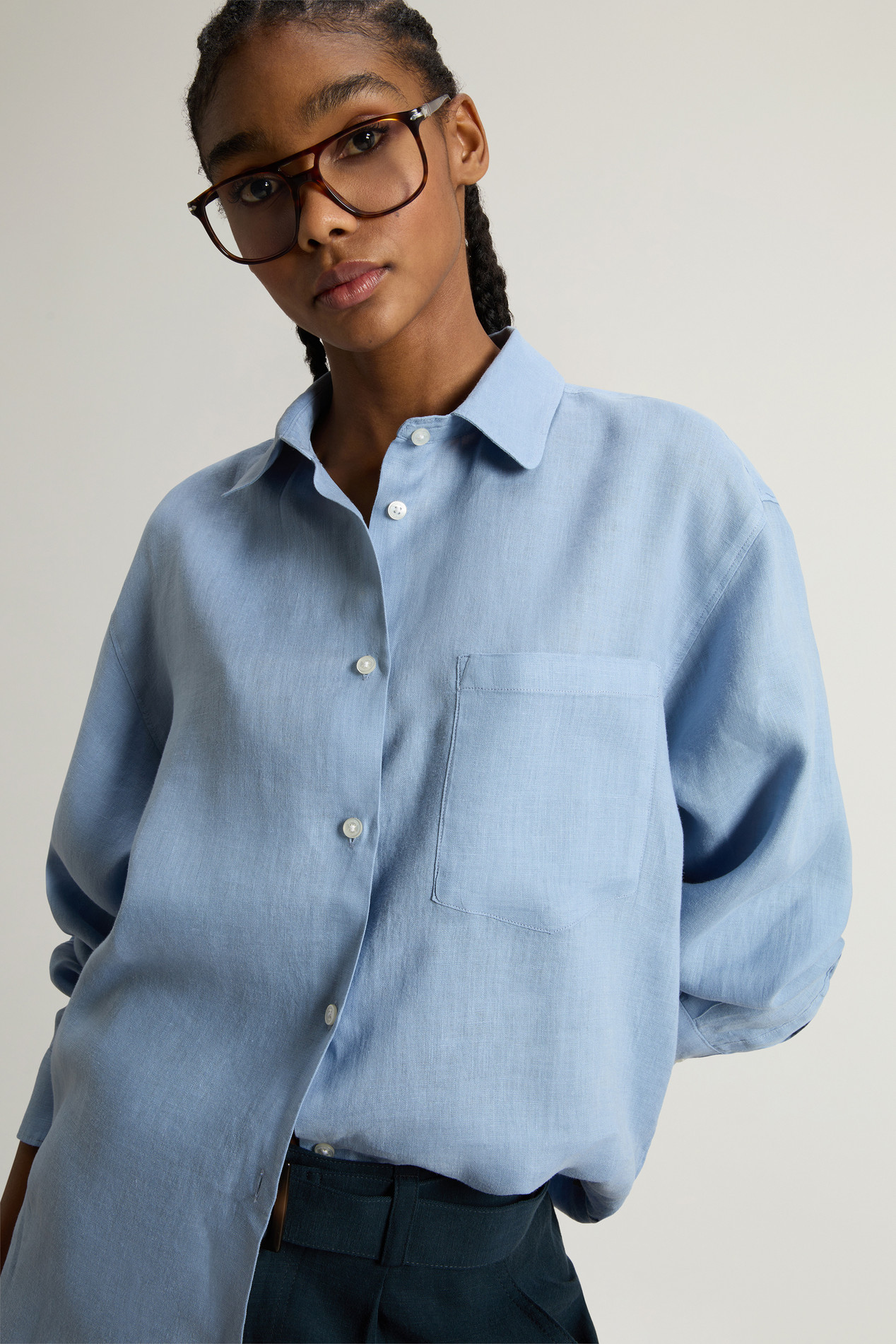 GD LINEN SHIRT Blue photo 4 | Woolrich