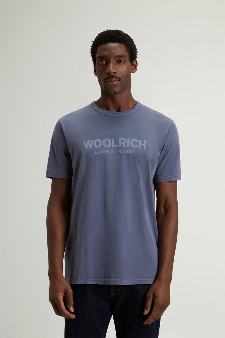 Garment-Dyed T-Shirt in Pure Cotton Blue photo 1 | Woolrich