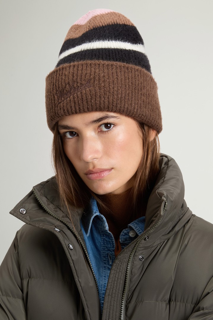 MOHAIR WOOL STRIPED BEANIE Purple photo 1 | Woolrich
