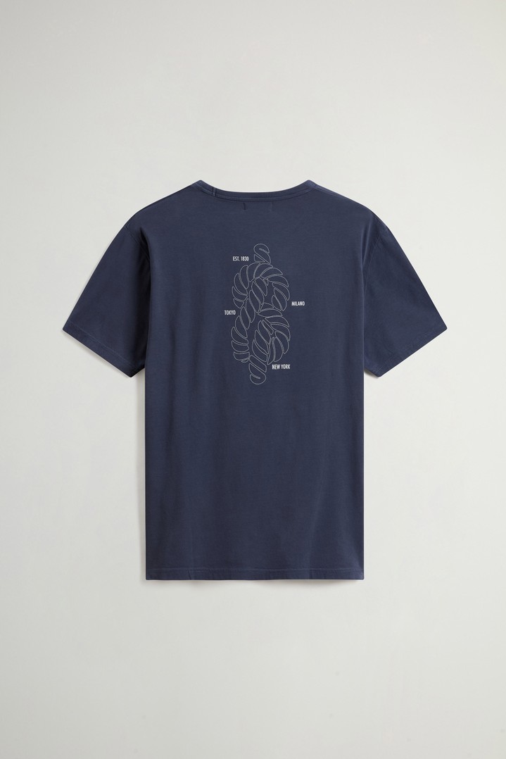 Garment-Dyed T-shirt in Pure Cotton Blue photo 2 | Woolrich