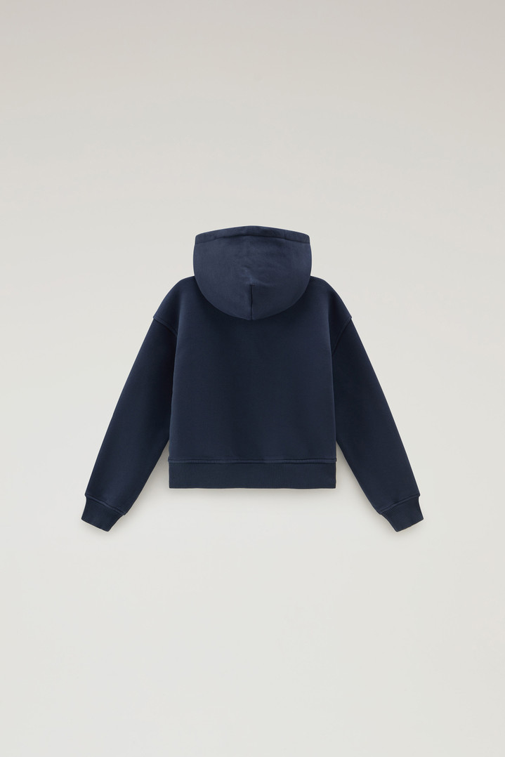 Girls' Hoodie in Pure Cotton with Embroidered Logo Blue photo 2 | Woolrich