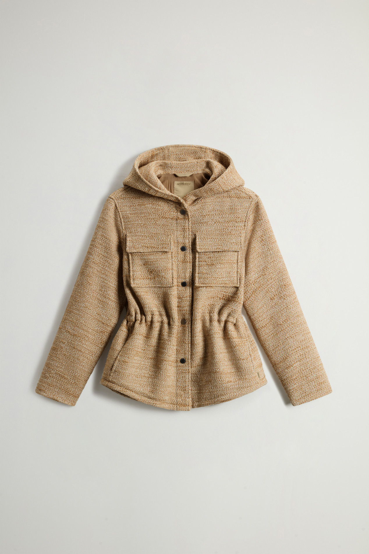 Overshirt with Hood in Italian Wool Blend Beige photo 5 | Woolrich