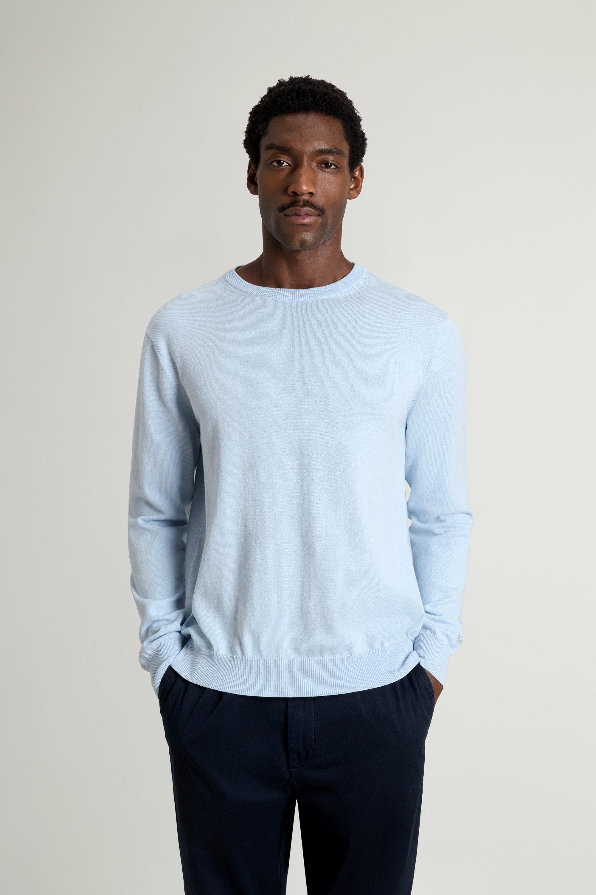Crewneck Sweater in Pure Cotton Blue photo 1 | Woolrich
