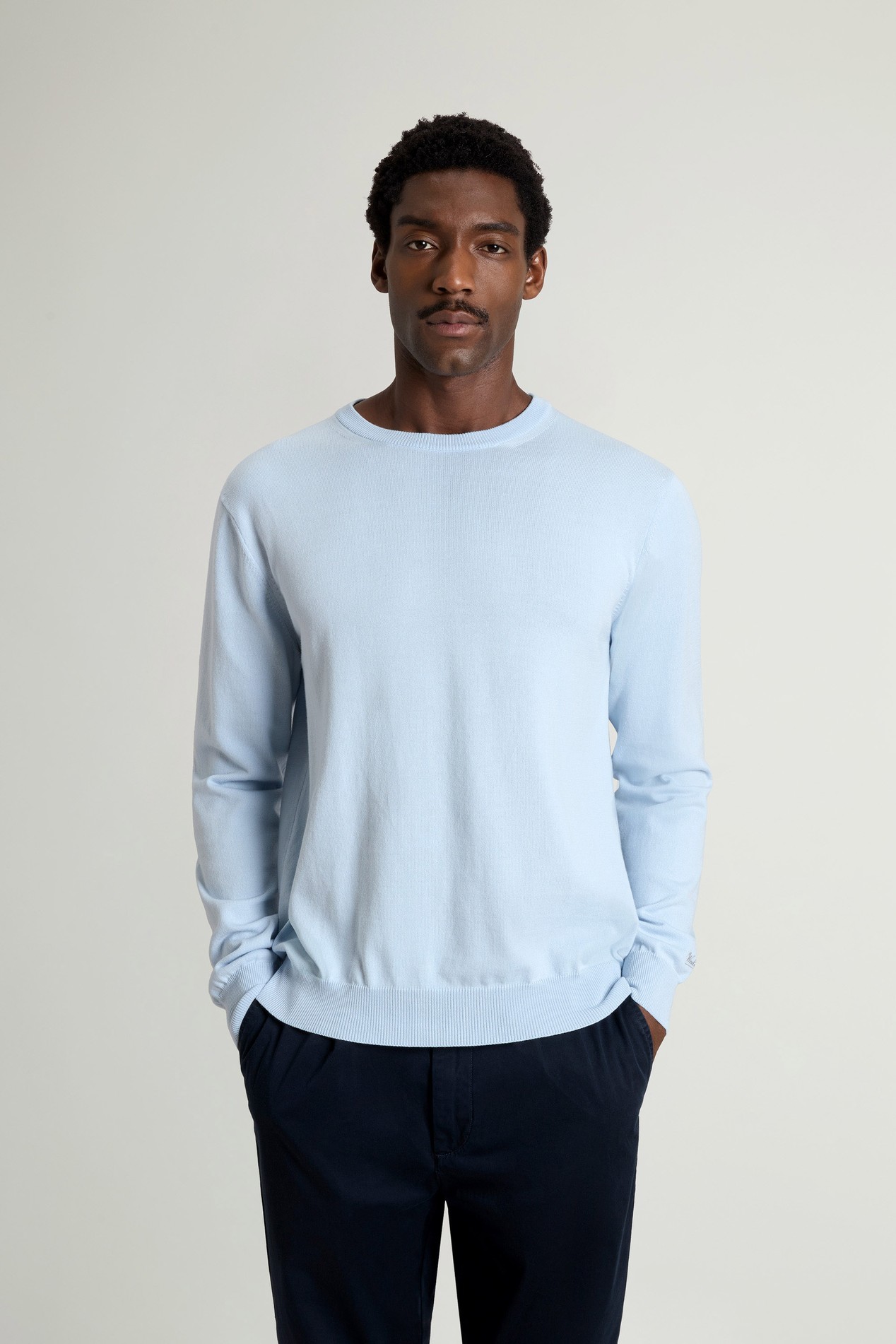 Crewneck Sweater in Pure Cotton Blue photo 1 | Woolrich