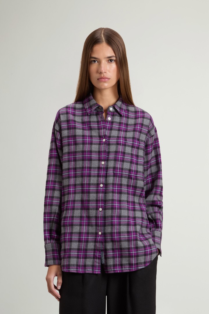 Pure Cotton Flannel Checked Shirt Purple photo 1 | Woolrich