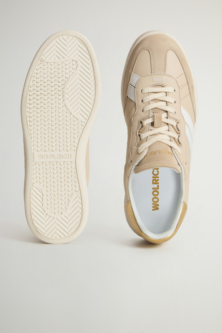 Doubleu Tennis Sneakers in Leather with Suede Inserts Beige photo 4 | Woolrich