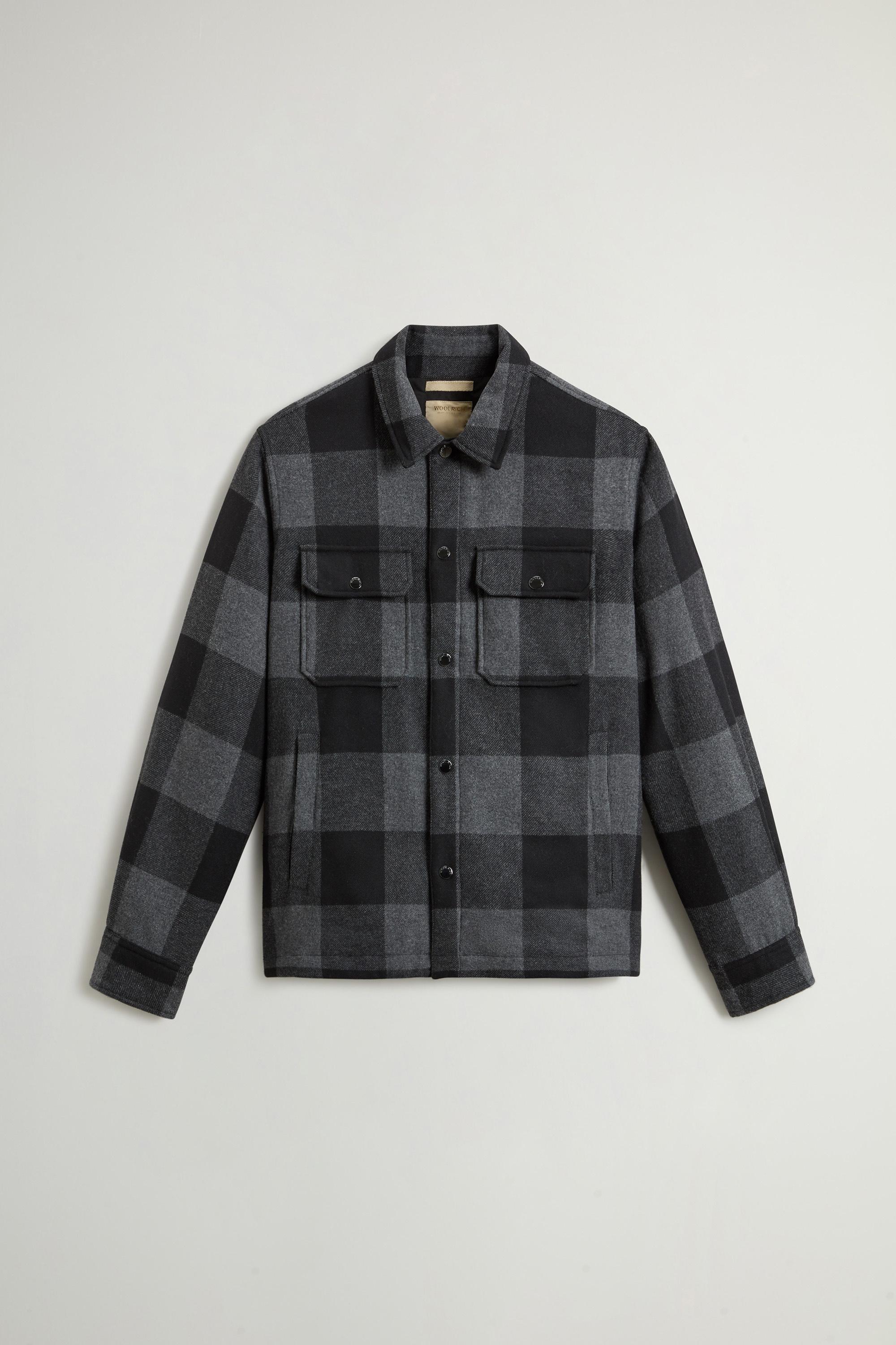 Alaskan Check Overshirt in Recycled Italian Wool Blend Black photo 5 | Woolrich