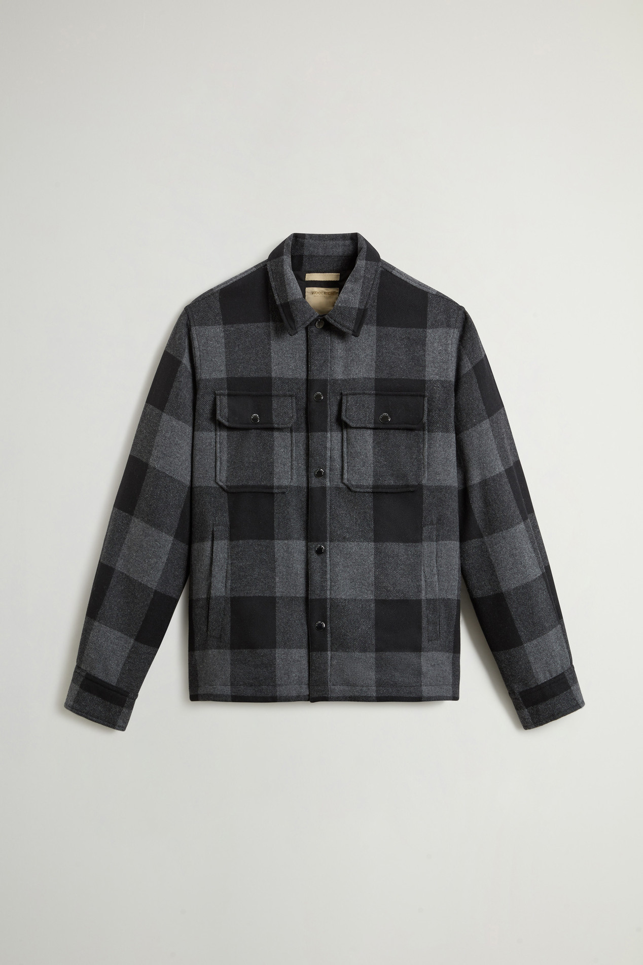 Alaskan Check Overshirt in Recycled Italian Wool Blend Black photo 5 | Woolrich