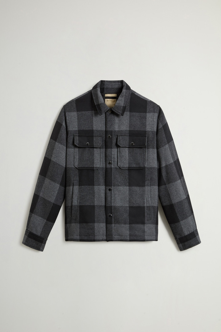 Alaskan Check Overshirt in Recycled Italian Wool Blend Black photo 5 | Woolrich