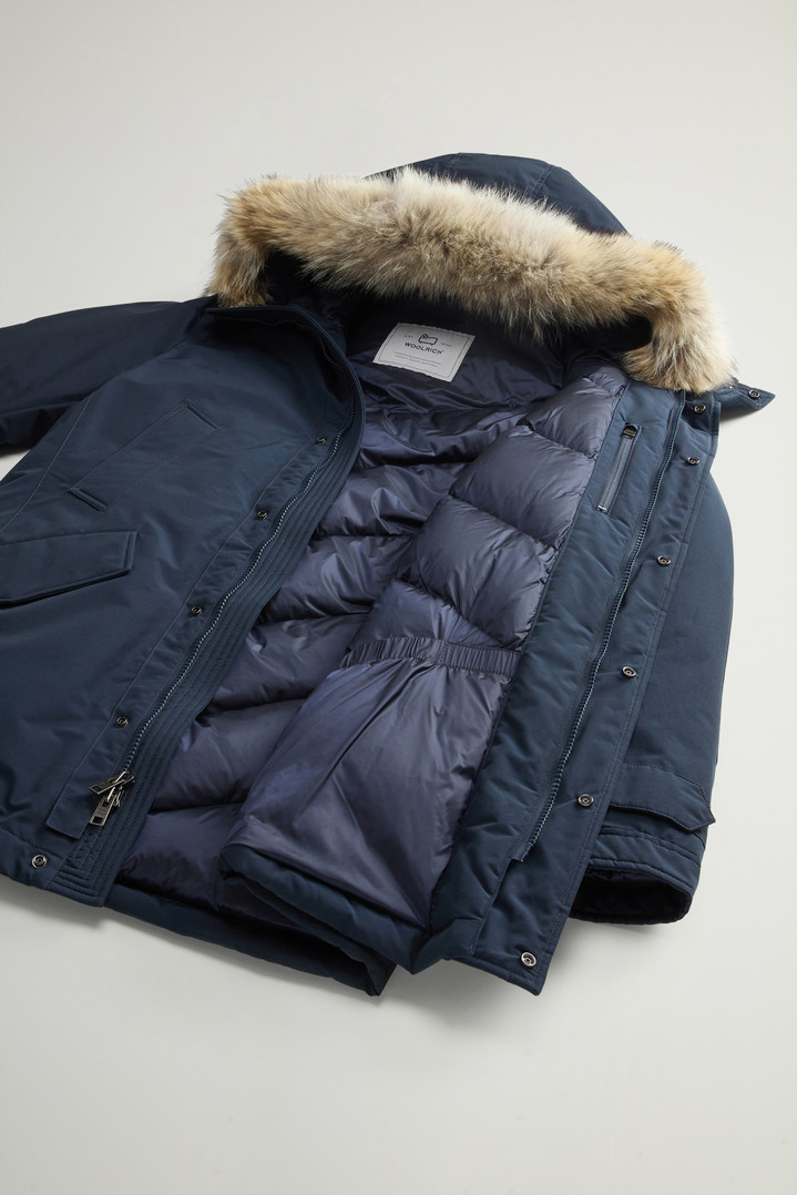Polar Parka in Ramar Cloth with High Collar and Fur Trim Blue photo 8 | Woolrich