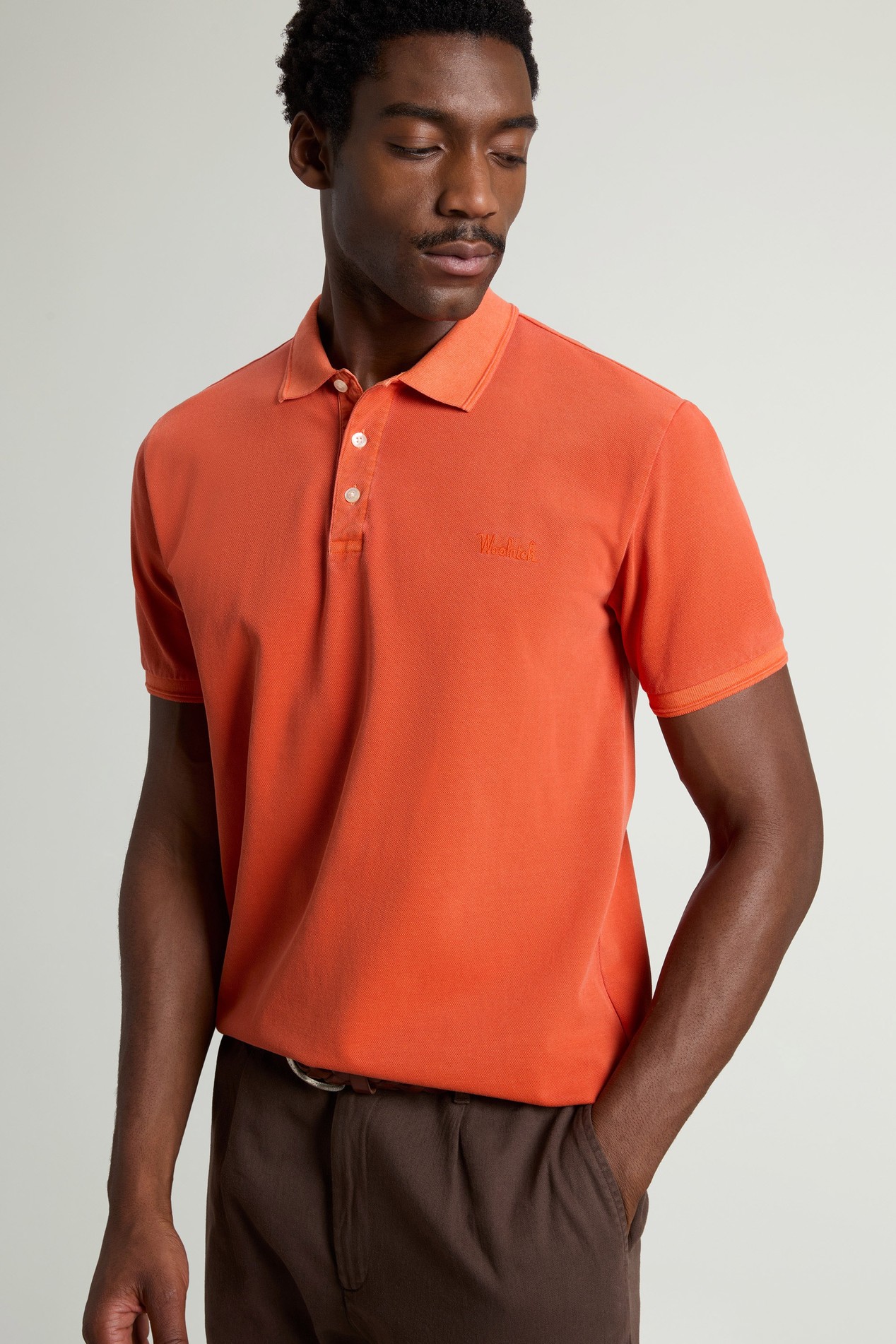 Mackinack Polo teint en pièce en sergé de coton stretch Orange photo 4 | Woolrich