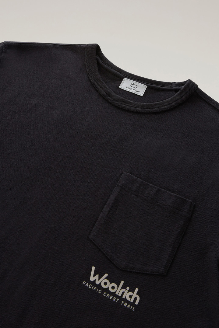 Pure Cotton T-Shirt with Trail Print Black photo 2 | Woolrich