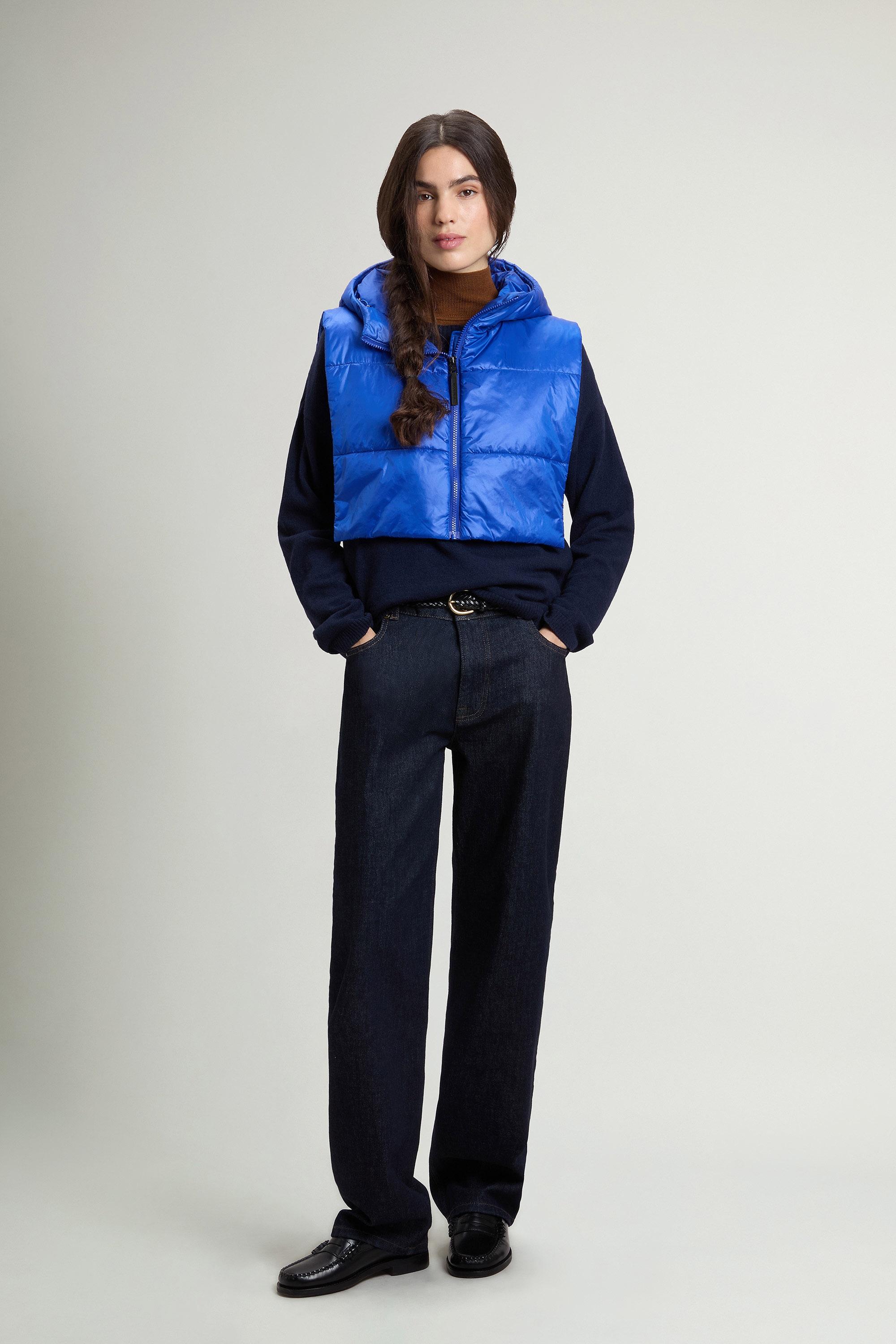 Packable Quilted Hooded Vest in Urban Light Nylon Blue photo 1 | Woolrich