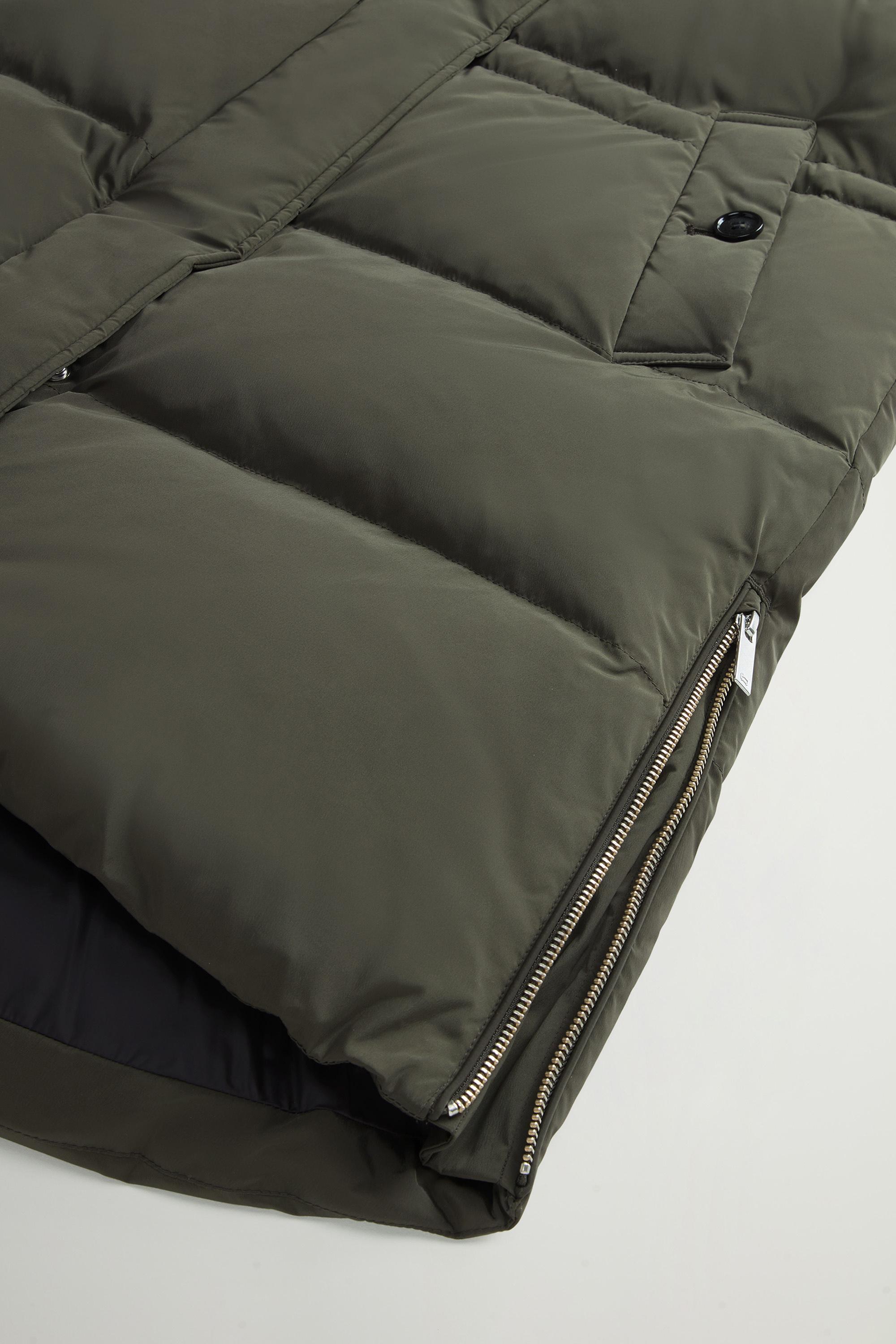 Hooded Alsea Down Jacket in Stretch Nylon Green photo 9 | Woolrich