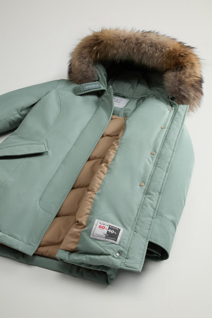 Arctic Parka in Ramar Cloth with Detachable Fur Trim Green photo 8 | Woolrich