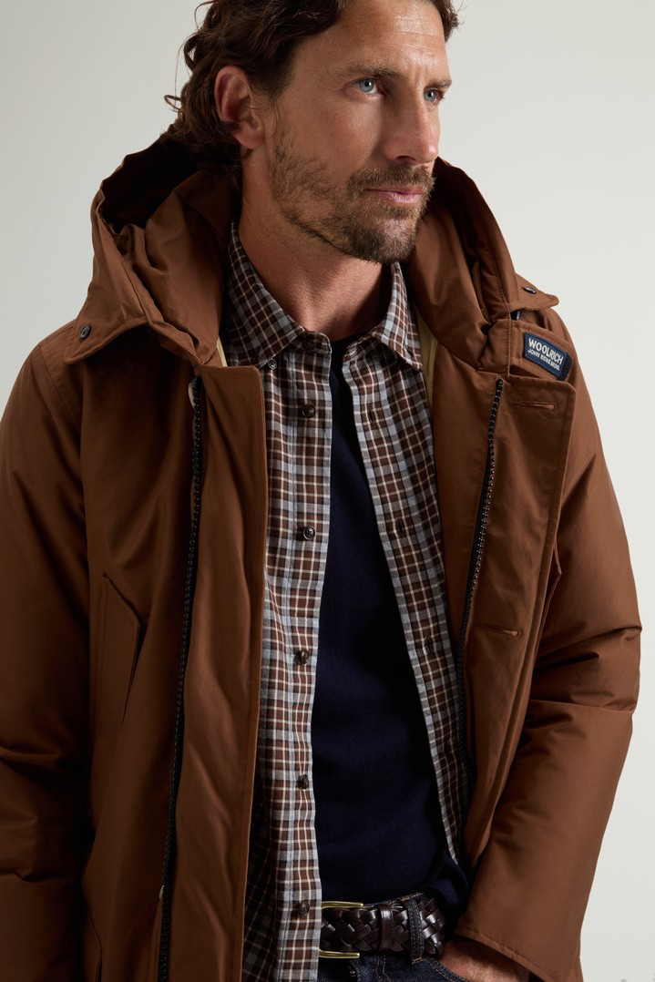 Arctic Parka in Ramar Cloth with Detachable Fur Trim Brown photo 4 | Woolrich
