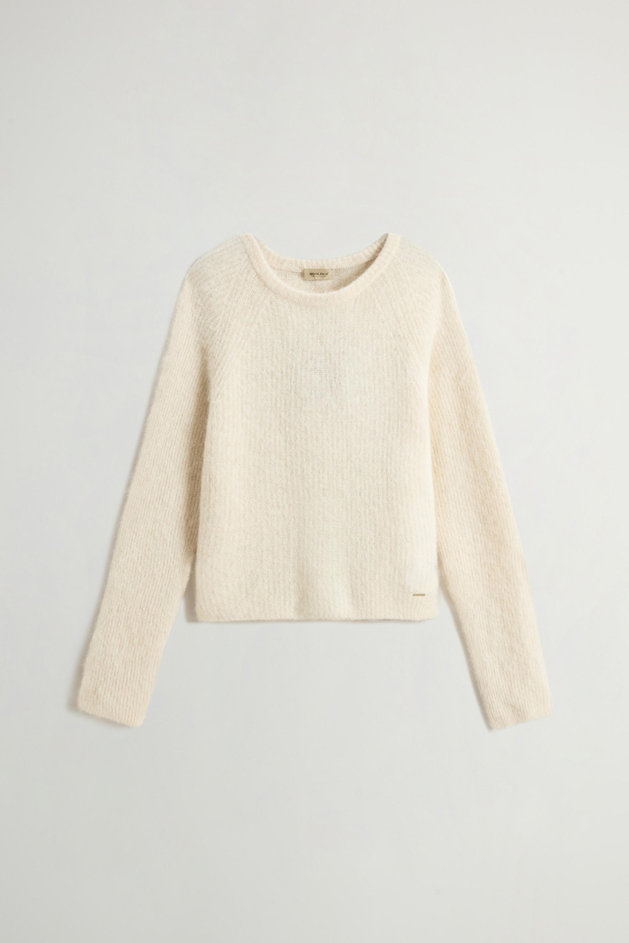 Garment-Dyed Crewneck Sweater in Alpaca and Wool Blend White photo 5 | Woolrich