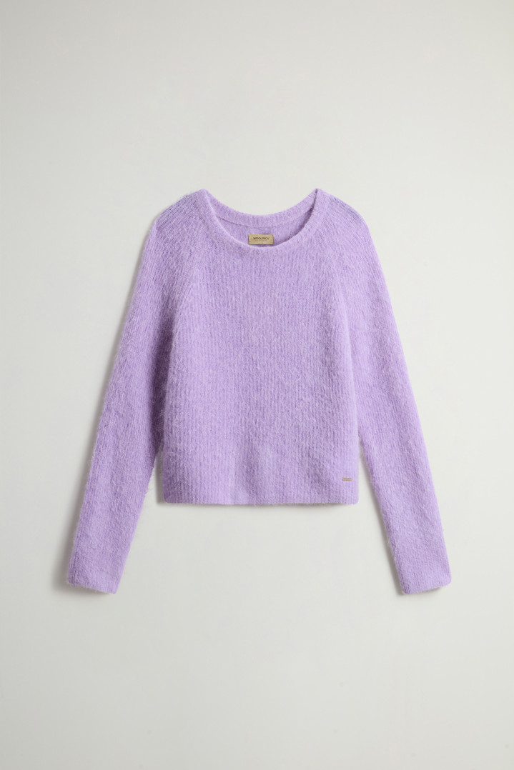Garment-Dyed Crewneck Sweater in Alpaca and Wool Blend Purple photo 5 | Woolrich