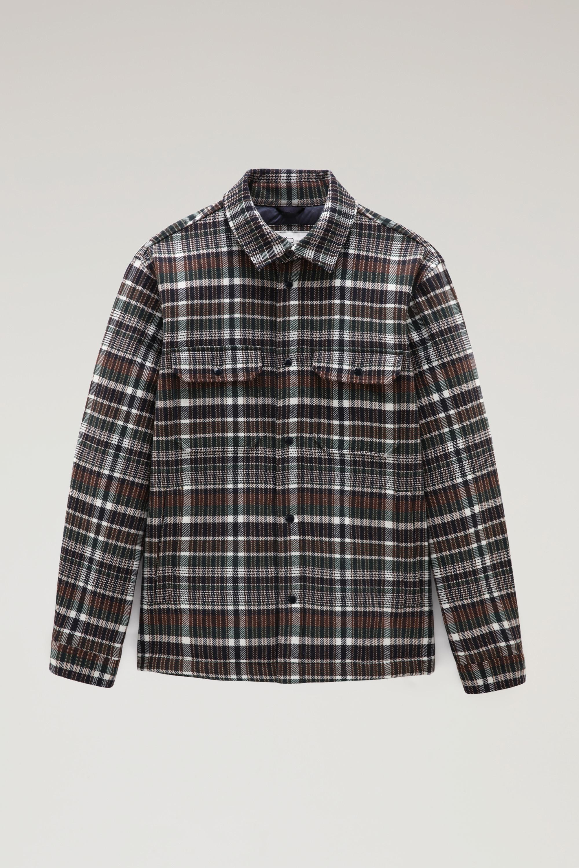 Alaskan Padded Check Overshirt in Recycled Italian Wool Blend Green photo 1 | Woolrich