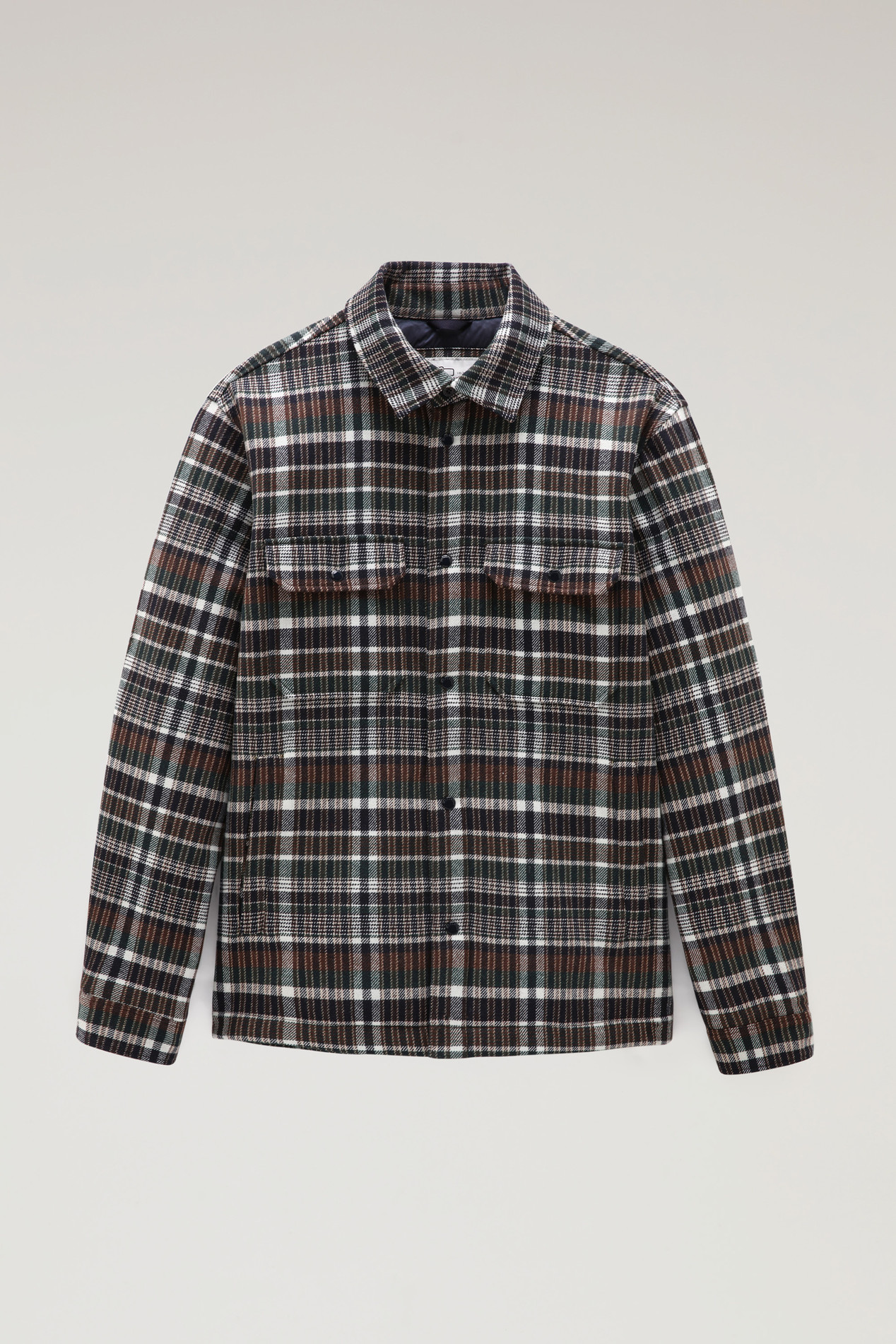 Alaskan Padded Check Overshirt in Recycled Italian Wool Blend Green photo 1 | Woolrich