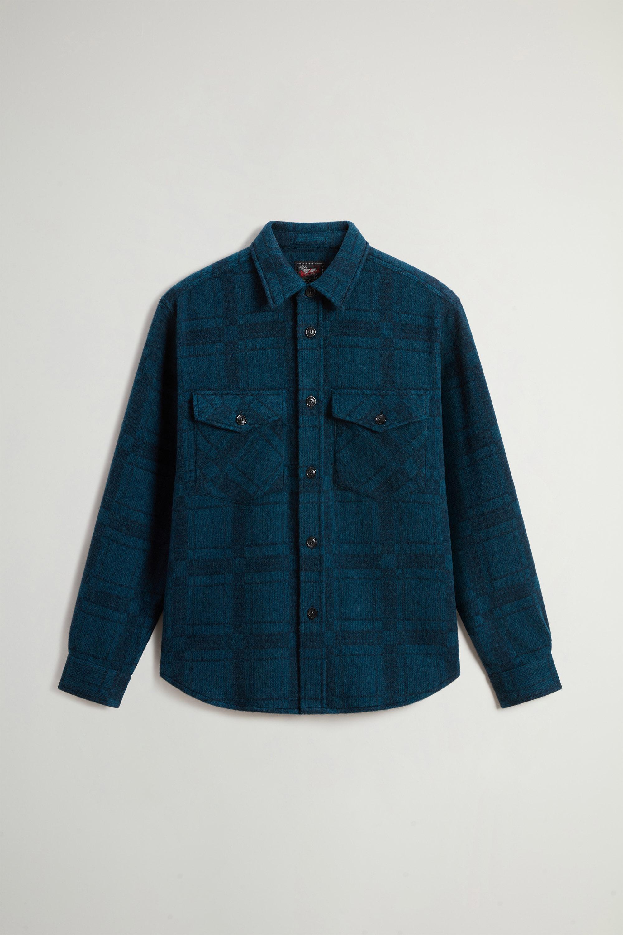Checked Overshirt in Pure Cashmere by Todd Snyder Blue photo 8 | Woolrich