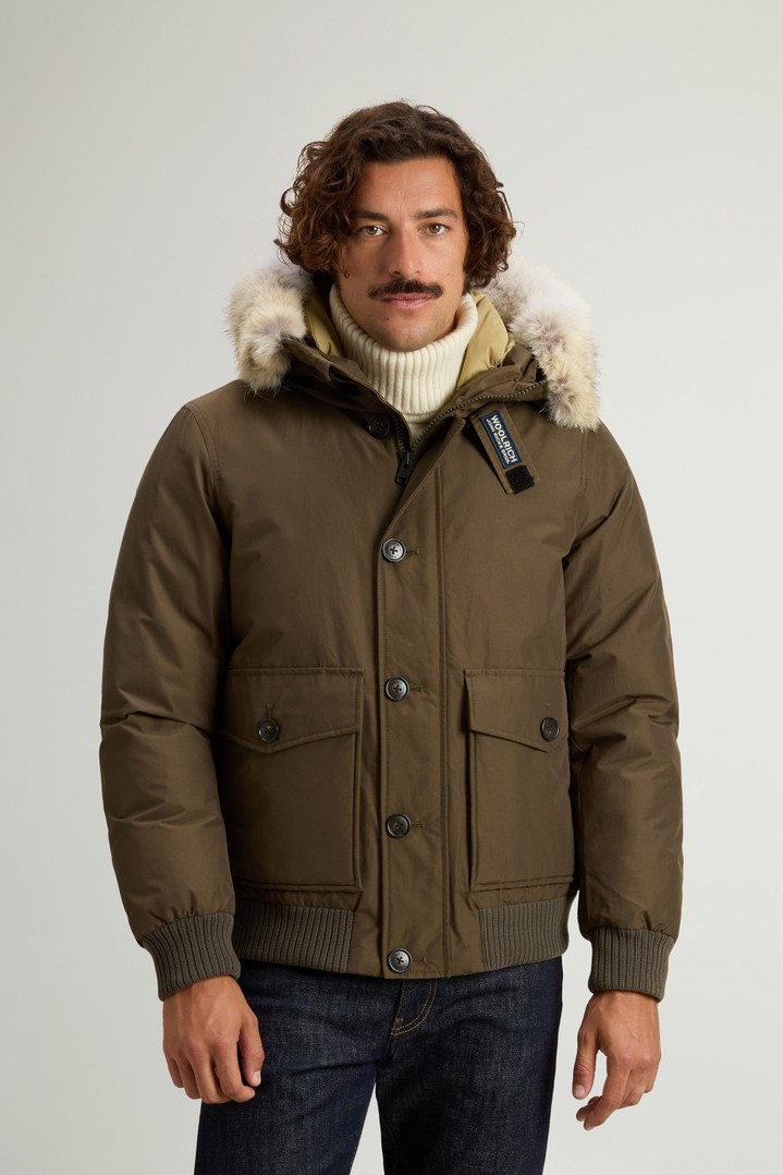 Padded Polar bomber jacket in Ramar Cloth with hood Green photo 1 | Woolrich