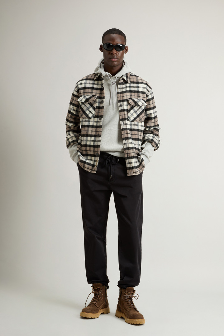 Wool-Blend Overshirt with Checked Pattern Brown photo 2 | Woolrich