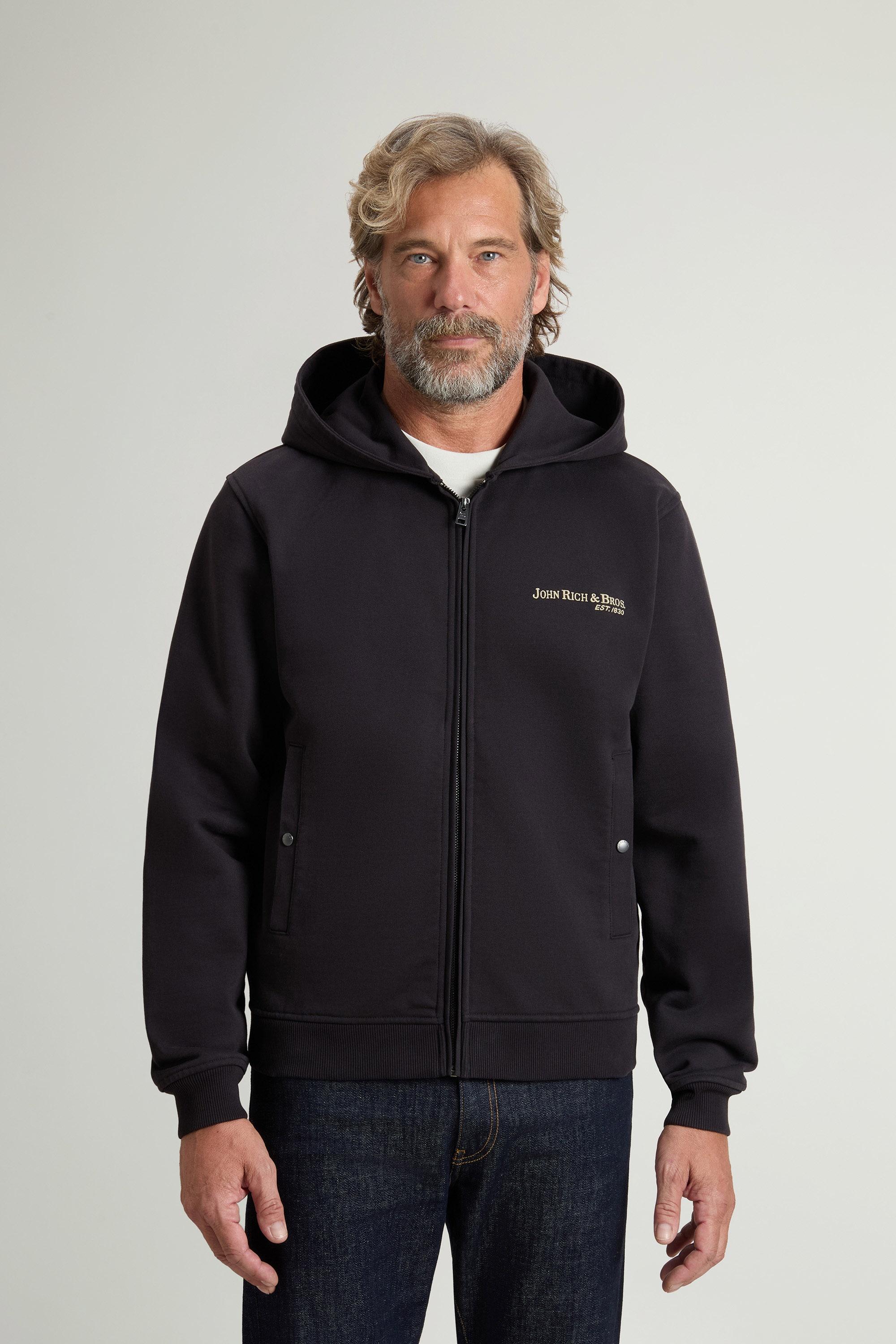 Full-Zipper Hoodie in Cotton Blend Black photo 1 | Woolrich