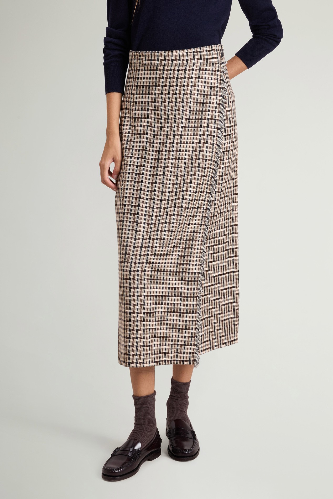 Checked Skirt in Wool Blend Beige photo 1 | Woolrich