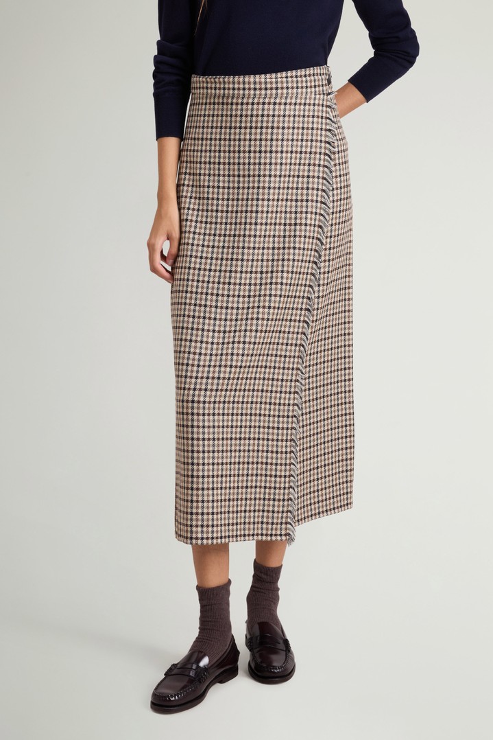 Checked Skirt in Wool Blend Beige photo 1 | Woolrich