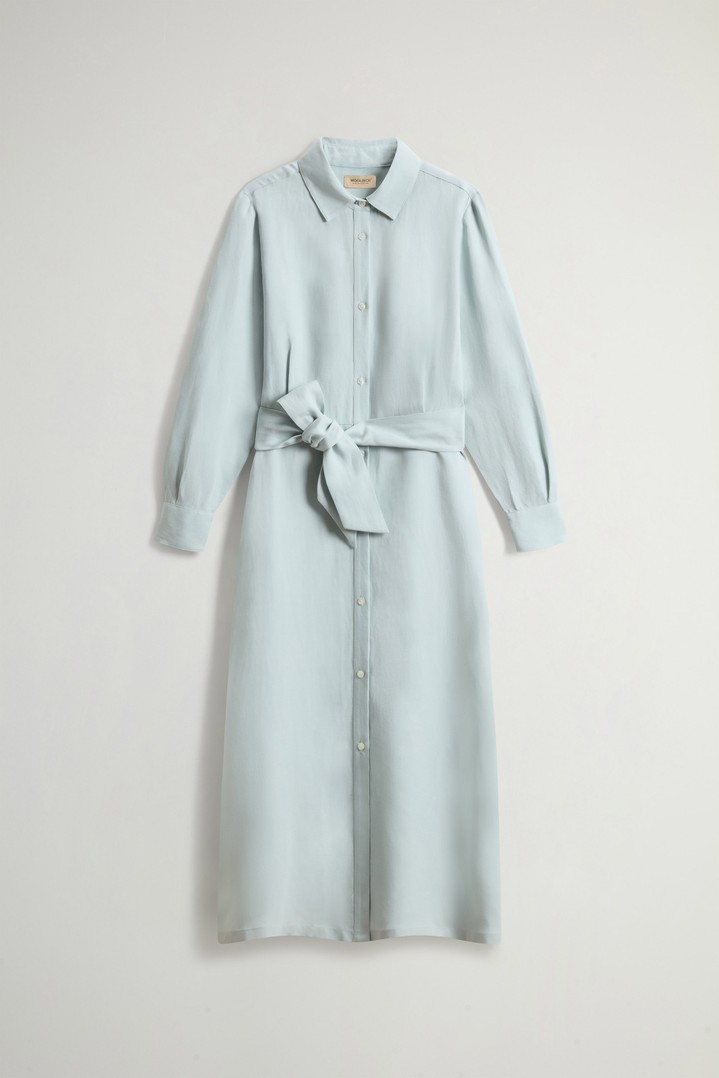 Shirt Dress in Linen Blend with Belt Blue photo 5 | Woolrich
