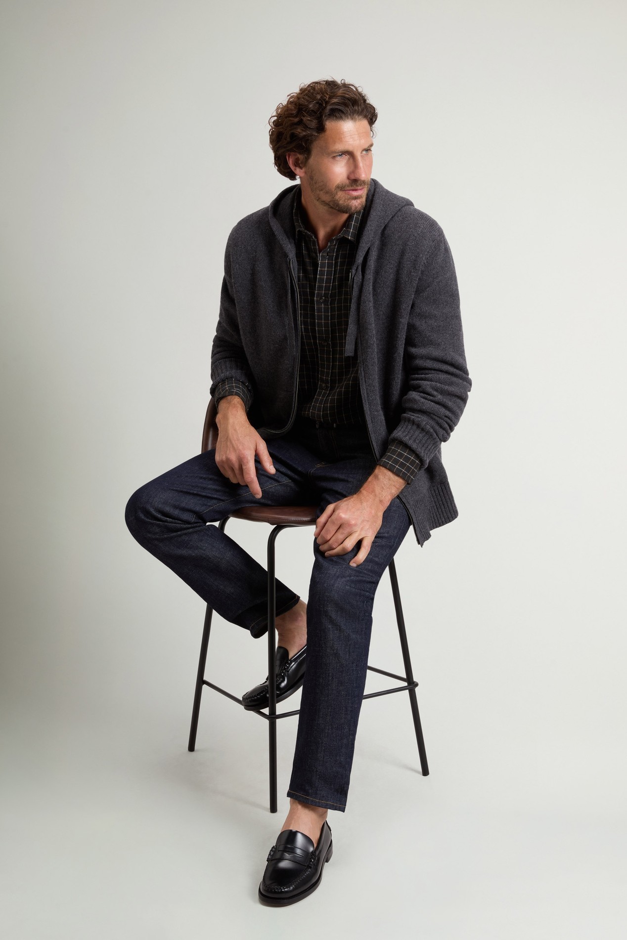 LAMBSWOOL FULL-ZIP HOODIE GG8 Gray photo 2 | Woolrich
