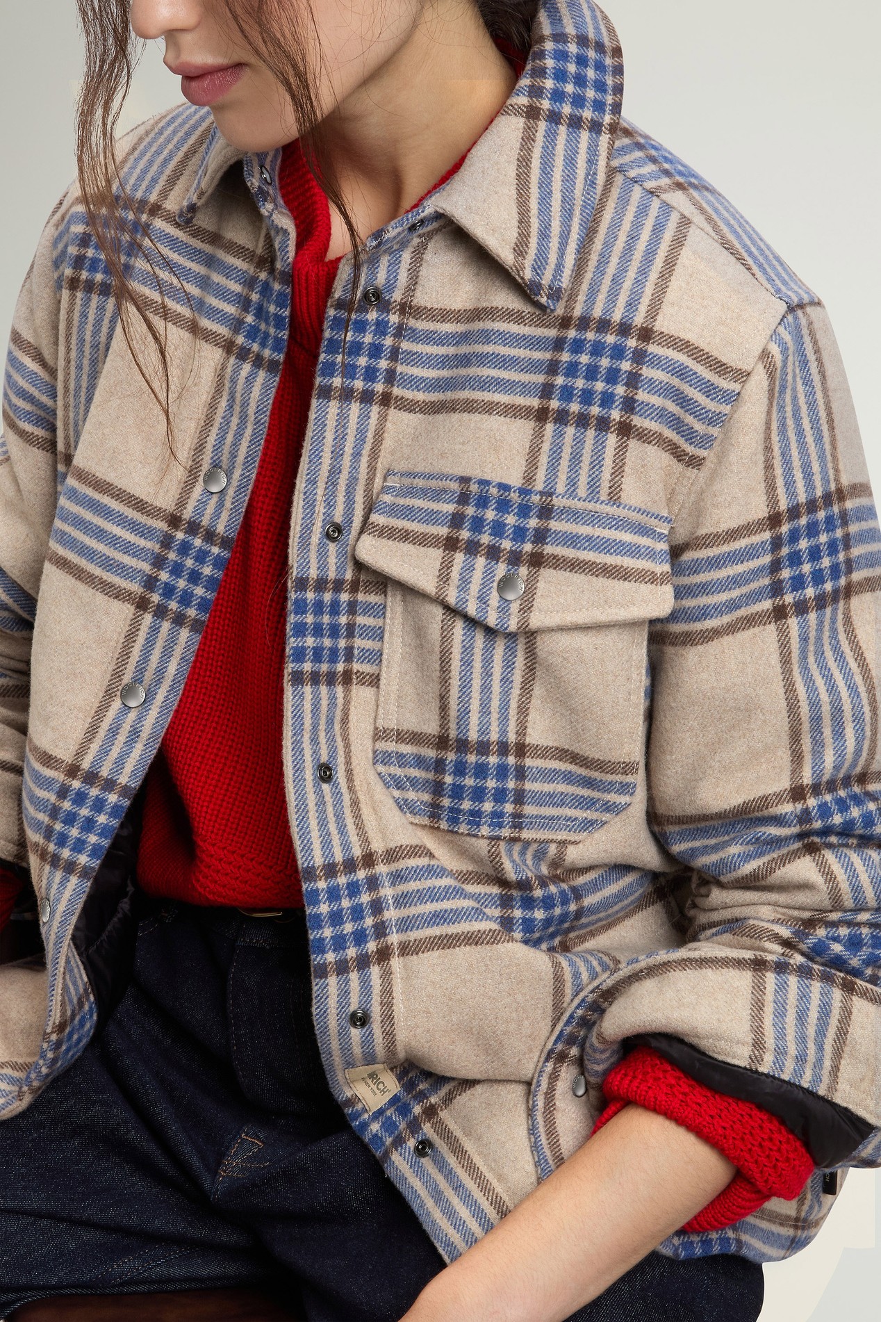 Alaskan Checked Overshirt in Padded Wool Blend Blue photo 4 | Woolrich