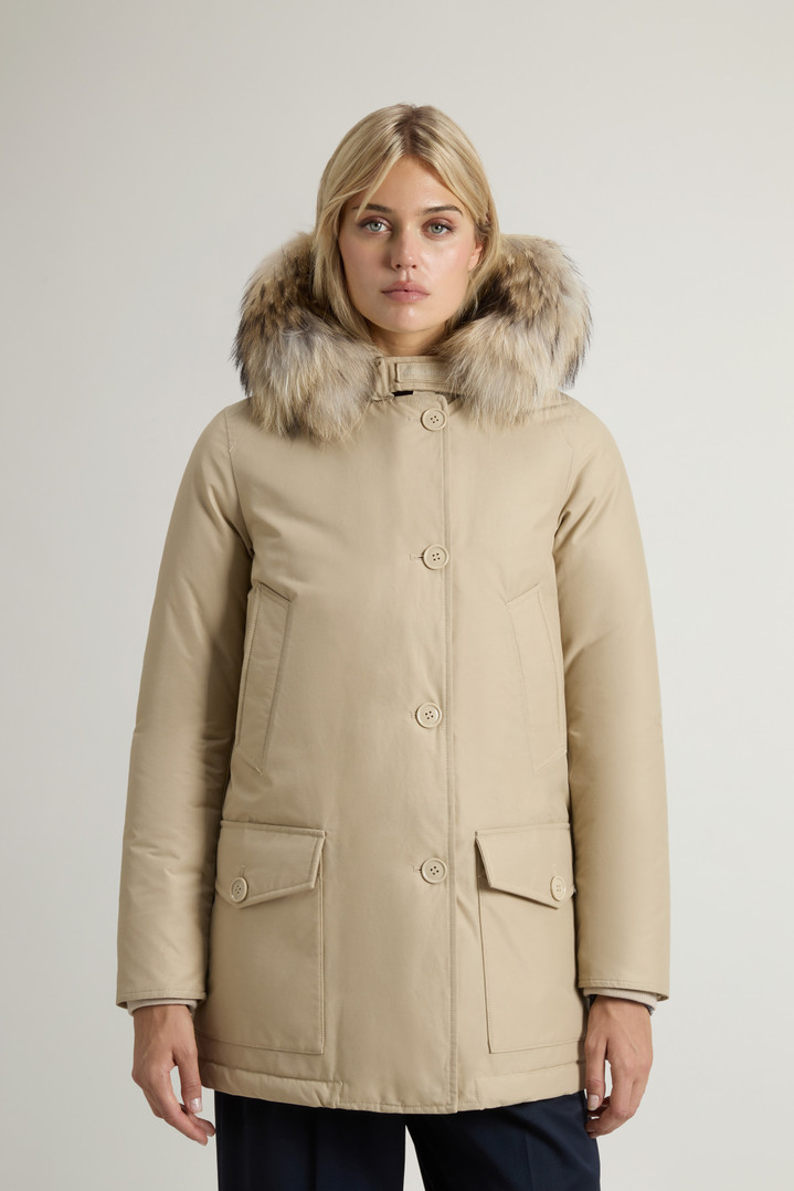 Arctic Parka in Ramar Cloth with Four Pockets and Detachable Fur Beige photo 1 | Woolrich