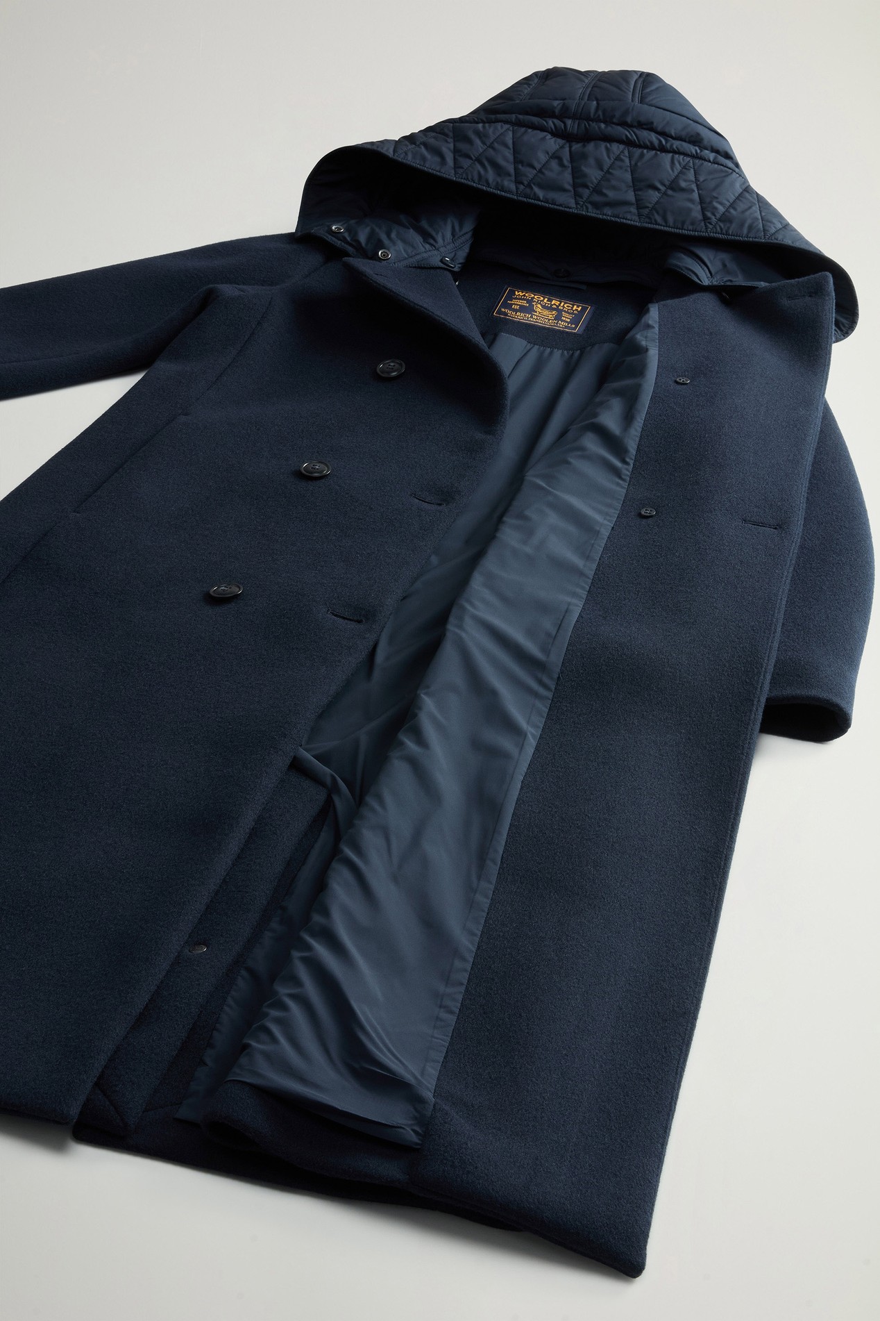 Double-Breasted Coat in Melton Wool Blend Blue photo 8 | Woolrich