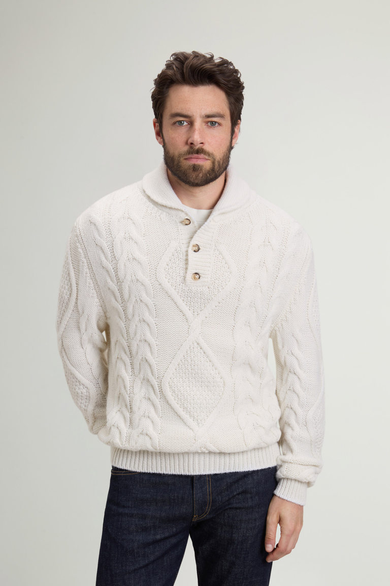 Pullover aus einer Alpaka-Woll-Mischung mit Knöpfen Weiß photo 1 | Woolrich