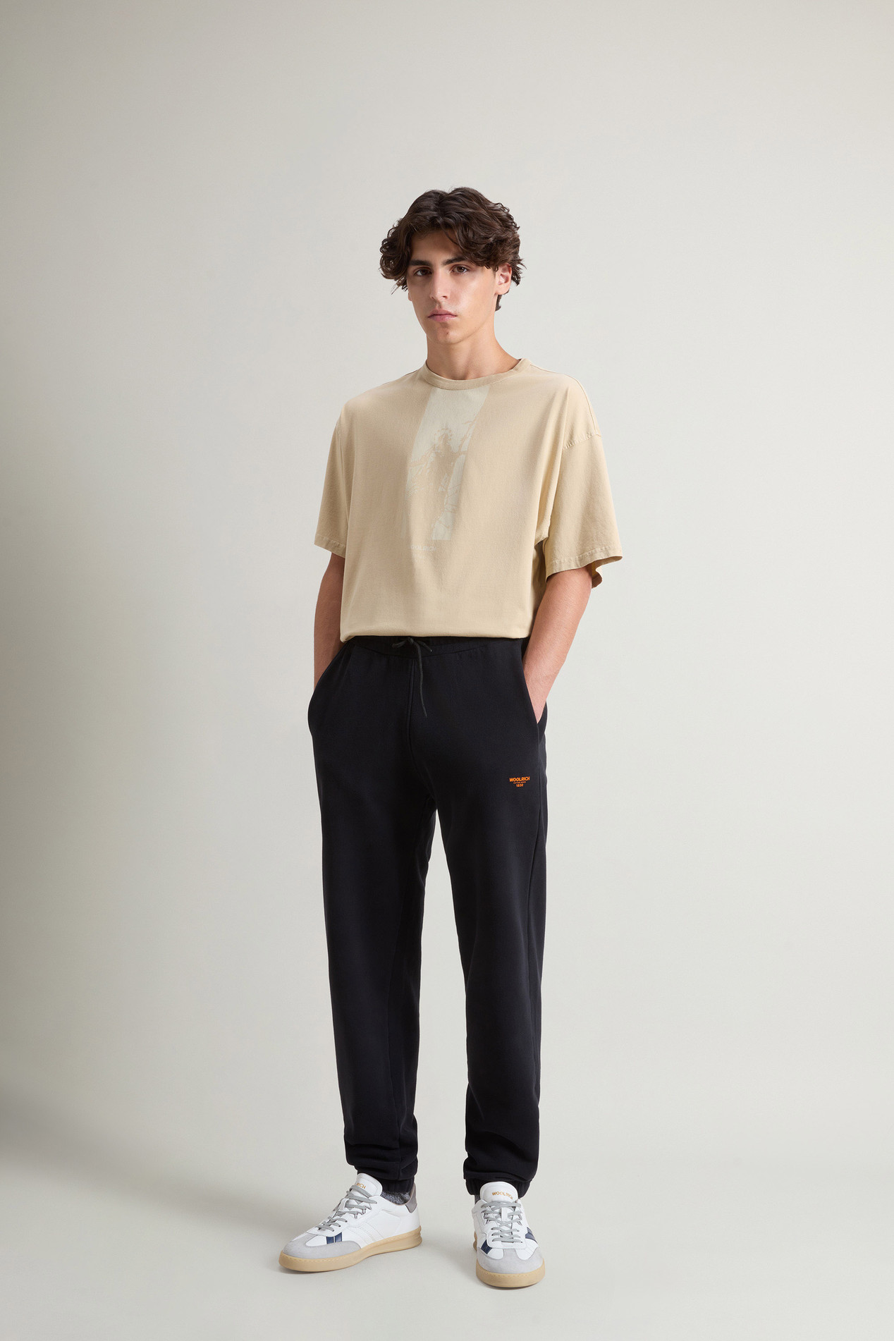 Teen Boys’ Pure Cotton Fleece Sports Pants Black photo 1 | Woolrich