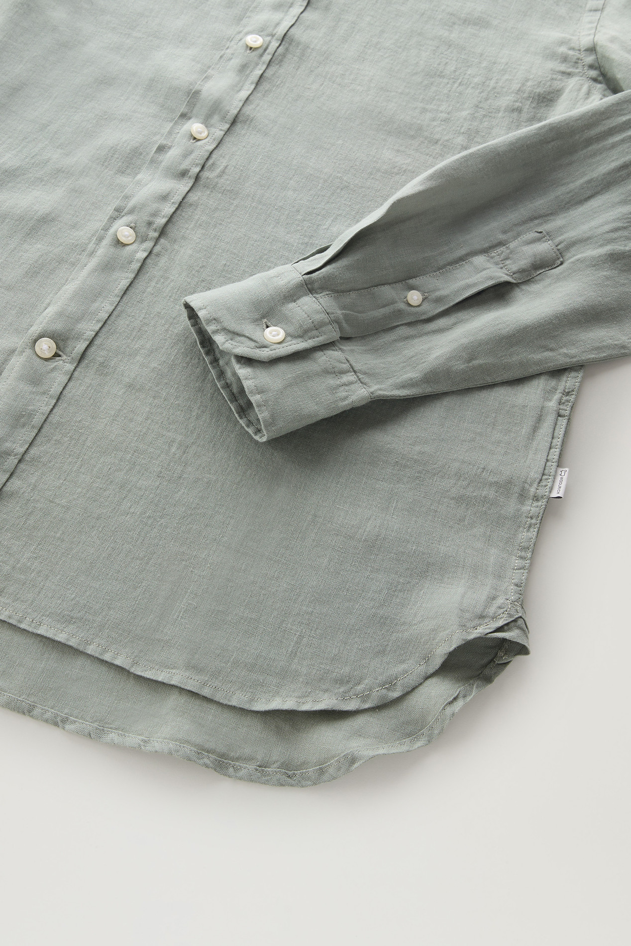 Garment-Dyed Pure Linen Shirt Green photo 3 | Woolrich